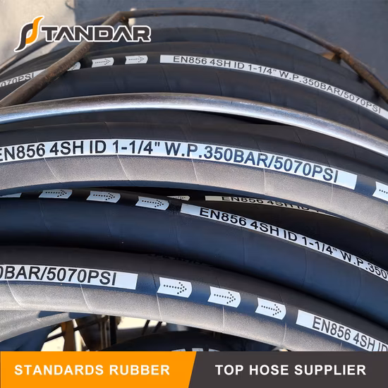 4sh Hochdruck-Hydraulikschlauch aus verstärktem Gummi mit Spiralanschluss und Anschlussstück